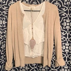 Professional but cute cream button up cardigan